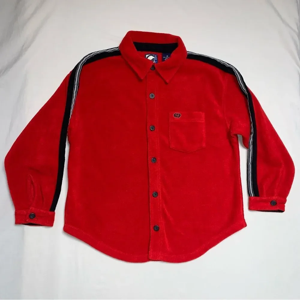 Vintage GAP Red Fleece Shacket Button Front Jacket Sweater Sweatshirt Christmas